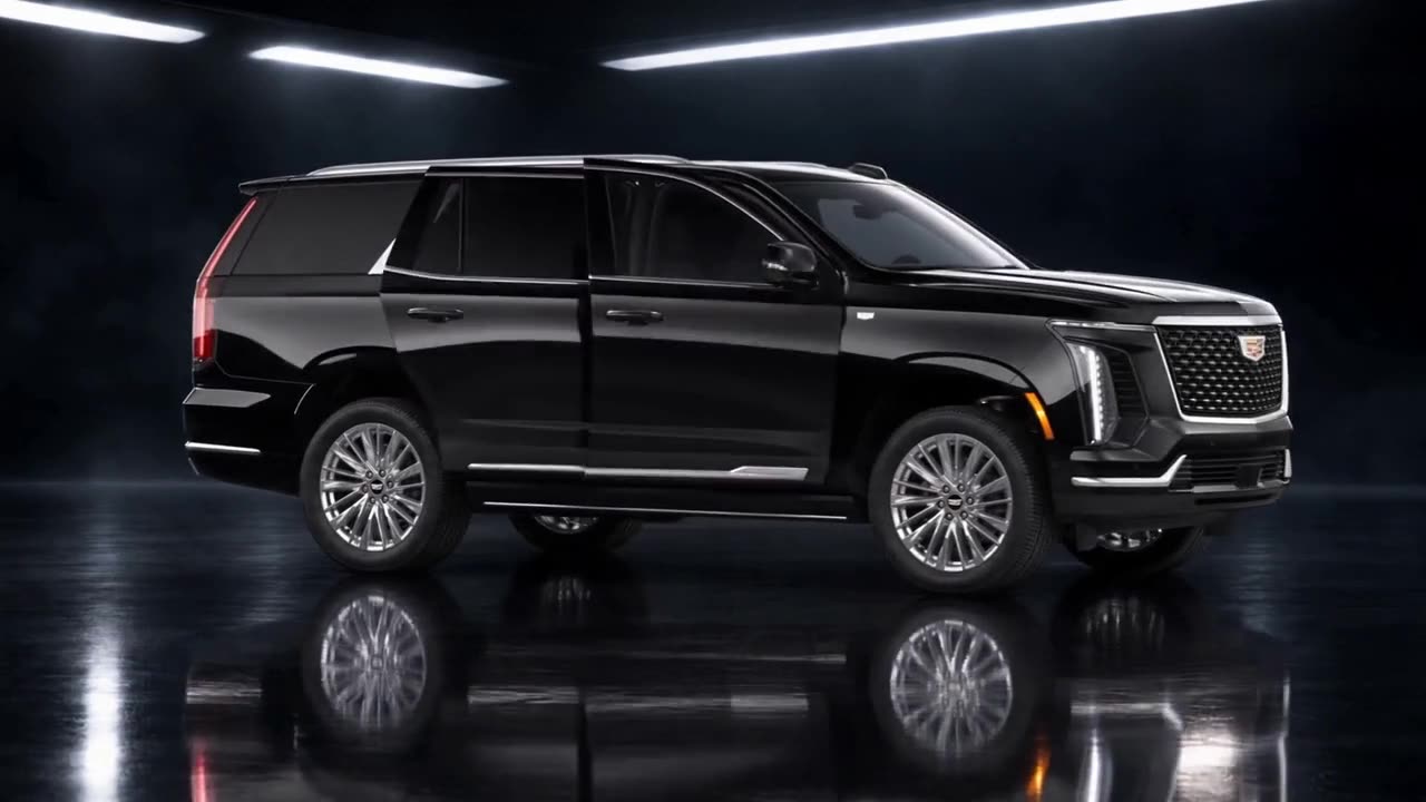 A black Cadillac Escalade in a studio, from the fleet study.